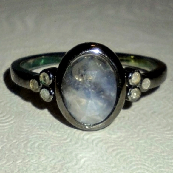 ADORNIA Fine jewelers sz 8 Moonstone diamond ring NWOT - Picture 1 of 1
